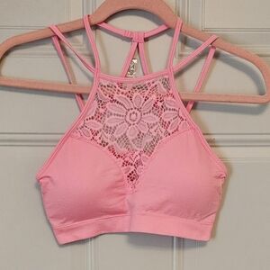 Pink Lace Halter Bralette